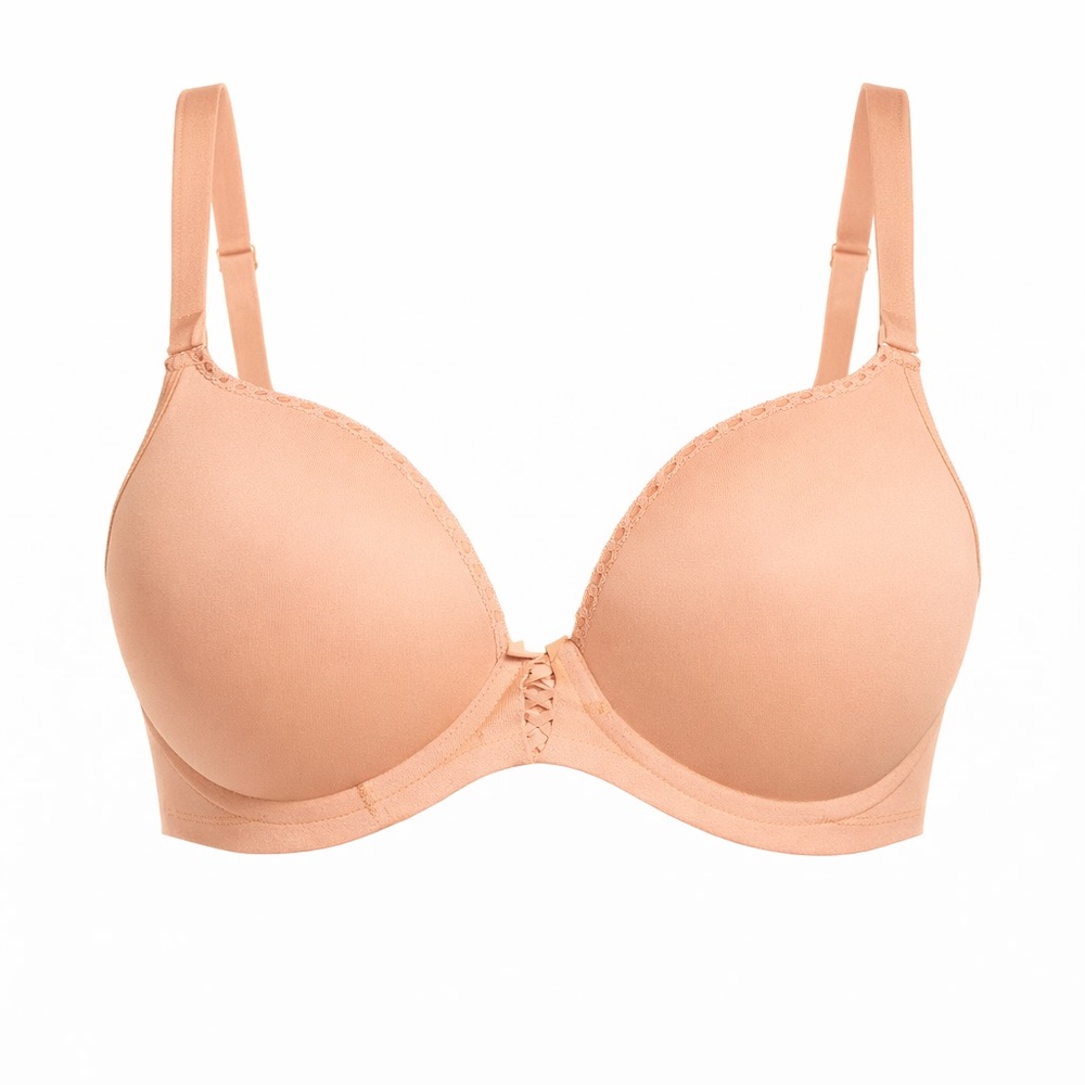 Elomi Smoothing Plunge Bra Underwire Padded Push Up Nude Beige Size 38GG el1221